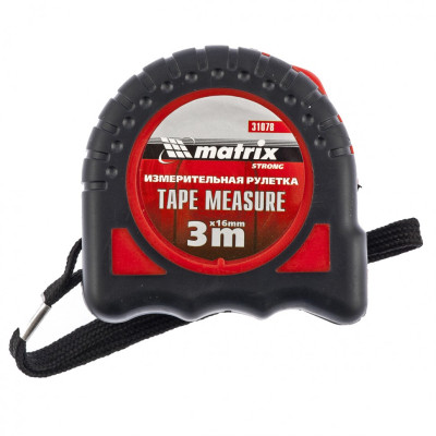 MX-31078 Рулетка Strong, 3 м х 16 мм, обрезиненный корпус 31078 MATRIX