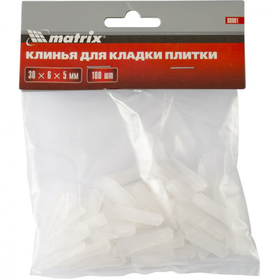 MX-88081 Клинья для кладки плитки 30 х 6 х 5 мм упаковка 100 шт 88081 MATRIX