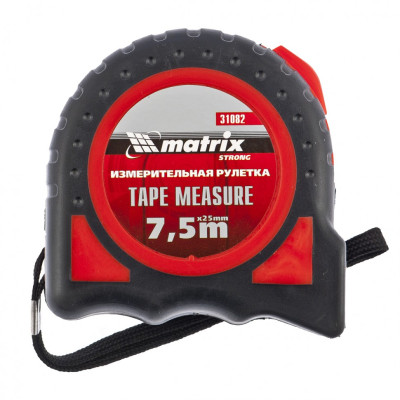 MX-31082 Рулетка Strong, 7,5 м х 25 мм, обрезиненный корпус 31082 MATRIX