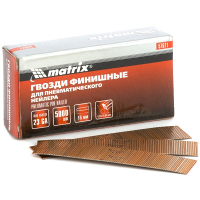 MX-57671 Гвозди финишные 23GA для нейлера D 0,64 мм, длина 15 мм 57671 MATRIX MX-57671 Гвозди финишные 23GA для нейлера D 0,64 мм, длина 15 мм 57671 MATRIX