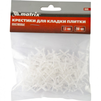 MX-88085 Крестики, 1,5 мм, для кладки плитки, упаковка 200 шт 88085 MATRIX MX-88085 Крестики, 1,5 мм, для кладки плитки, упаковка 200 шт 88085 MATRIX