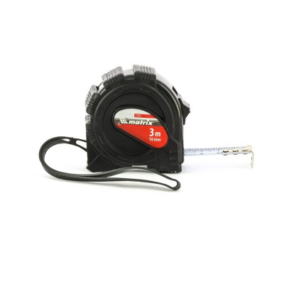MX-31013 Рулетка Black, 3 м х 16 мм, обрезиненный корпус 31013 MATRIX