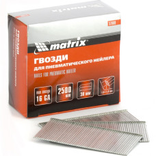 MX-57609 Гвозди для пневматического нейлера 16GA, длина 38 мм 57609 MATRIX