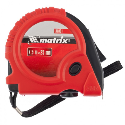 MX-31001 Рулетка Rubber, 7,5 м х 25 мм, обрезиненный корпус 31001 MATRIX