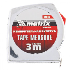 MX-31036 Рулетка Chrom, 3 м x 13 мм, хромированный корпус 31036 MATRIX