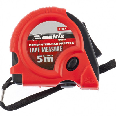 MX-31002 Рулетка Rubber, 5 м х 19 мм, обрезиненный корпус 31002 MATRIX