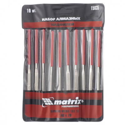 MX-15835 Набор надфилей алмазных 140 х 70 х 3 мм, 10 шт 15835 MATRIX