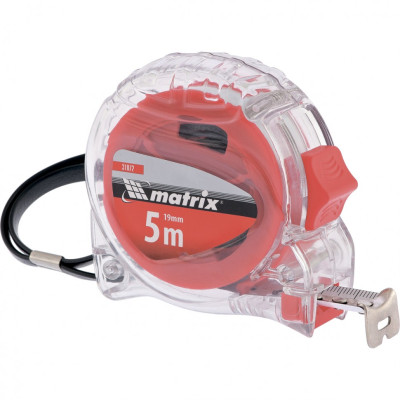 MX-31073 Рулетка Crystal, 5 м х 25 мм, корпус из поликарбоната 31073 MATRIX